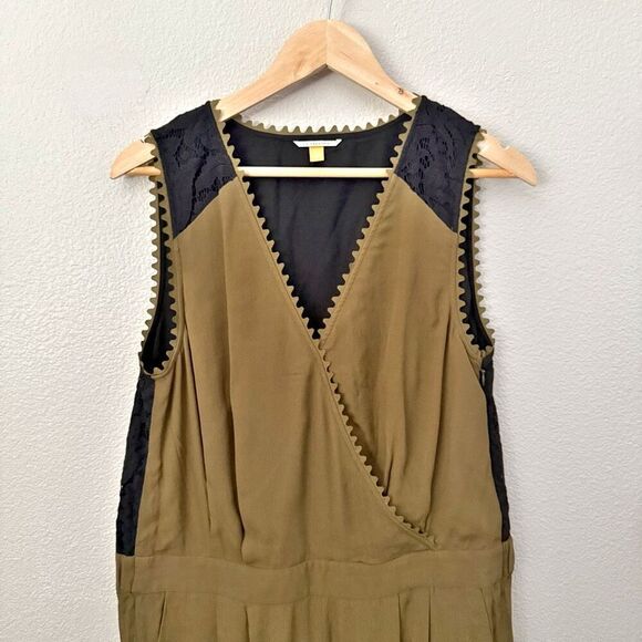 LEIFSDOTTIR x ANTHROPOLOGIE | Sani Lace Jumpsuit Moss Sleeveless Pockets | 14 - Picture 2 of 12